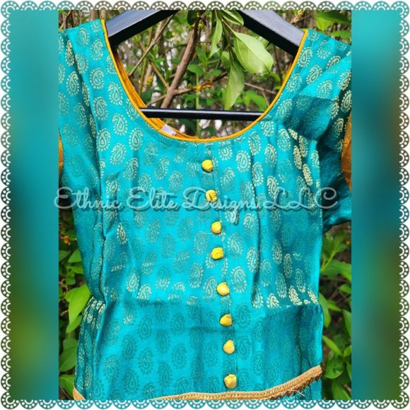 New Semi Silk Traditional Pavadai Sattai - South Indian Banarasi Lehenga… - Picture 9 of 11